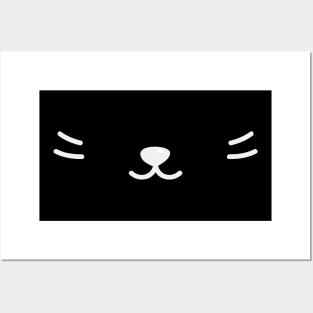 Cute Cat Face Mask - Mouth Mask cat expression kawaii Animal Happy cute (Black) Posters and Art